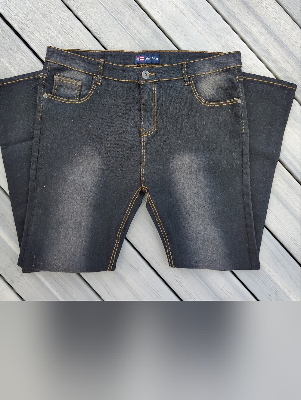 Men Phatfarm Black Faded Stretch Jeans - Casual Slim Fit. Size 40Wx30L
